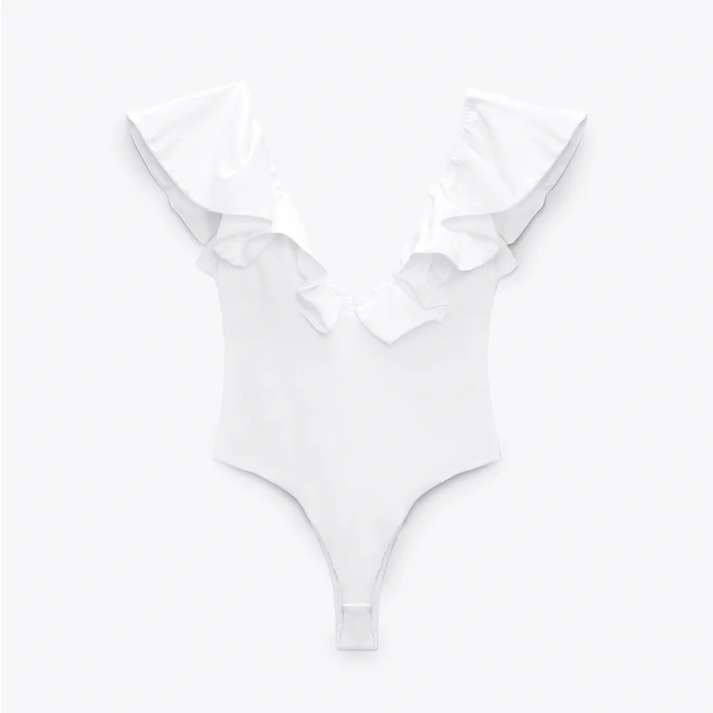Zara ruffled bodysuit white NWT - Picture 5 of 6